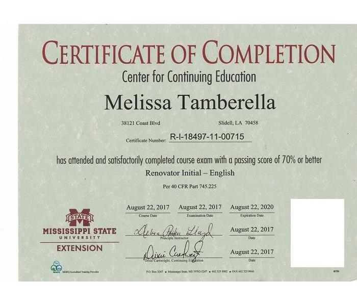 Lead Certification for Melissa Tamberella
