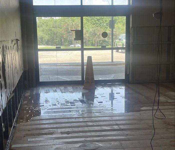SERVPRO technicians are called to service a commercial space after flooding was endured. 